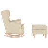 vidaXL &scaron;ūpuļkrēsls ar kājsoliņu, krēmkrāsas audums