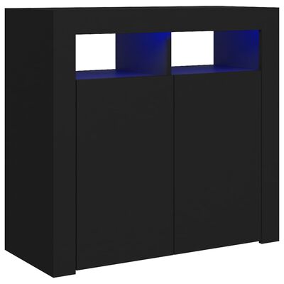 vidaXL kumode ar LED lampiņām, 80x35x75 cm, melna