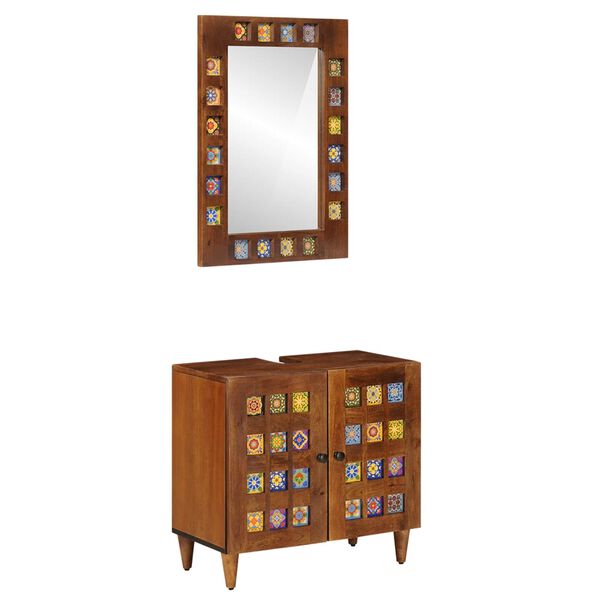 vidaXL Vannas istabas mēbeļu komplekts ar durvīm 2 pcs Valriekstu koks