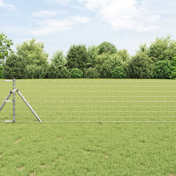 vidaXL Žogs ar stabu Sudraba 0,4 x 25 m Tērauds un PVC