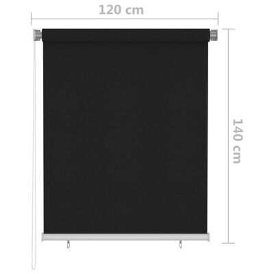 vidaXL āra ruļļu žalūzijas, 120x140 cm, melnas