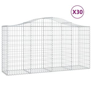 vidaXL arkveida gabiona grozi, 30gb., 200x50x100/120cm, cinkota dzelzs