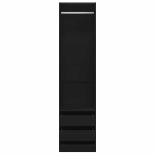 vidaXL skapis ar atvilktnēm, melns, 50x50x200 cm, skaidu plāksne