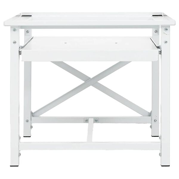 vidaXL veļasma&scaron;īnas statīvs ar izvelkamu plauktu, balts