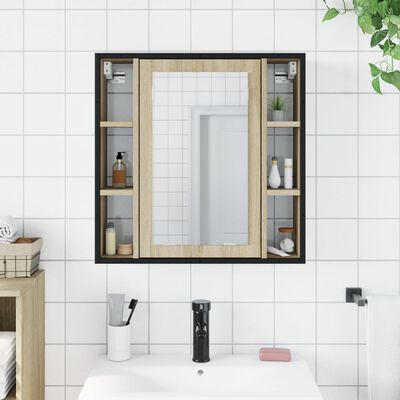 vidaXL vannasistabas spoguļskapītis, ozolkoka, 60x16x60 cm, koks