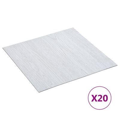 vidaXL grīdas flīzes, 20 gab., pašlīmējošas, 1,86 m², PVC, baltas