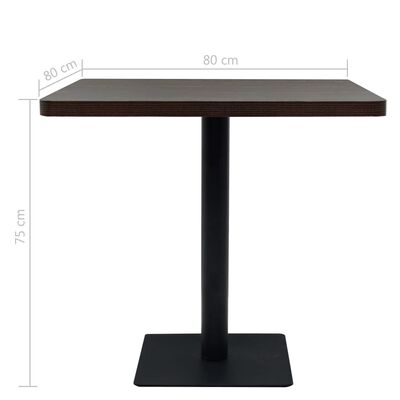 vidaXL bistro galds, 80x80x75cm, kvadrāta, MDF, tērauds, tumši pelēks