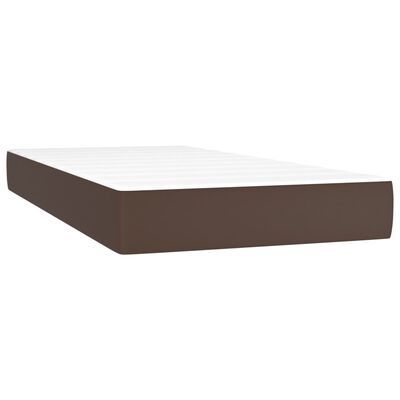 vidaXL atsperu gulta ar matraci, brūna, 80x200 cm, mākslīgā āda