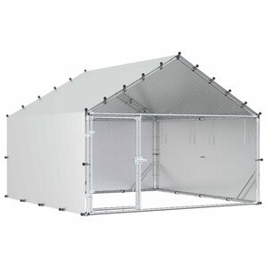 vidaXL vistas būda ar jumtu Sudraba 200 x 200 x 150 cm Cinkota tērauda