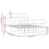 vidaXL gultas rāmis ar galvgali un kājgali, balts metāls, 150x200 cm