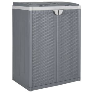 vidaXL atkritumu tvertne ar 2 durvīm, pelēka, 65x45x88 cm, PP