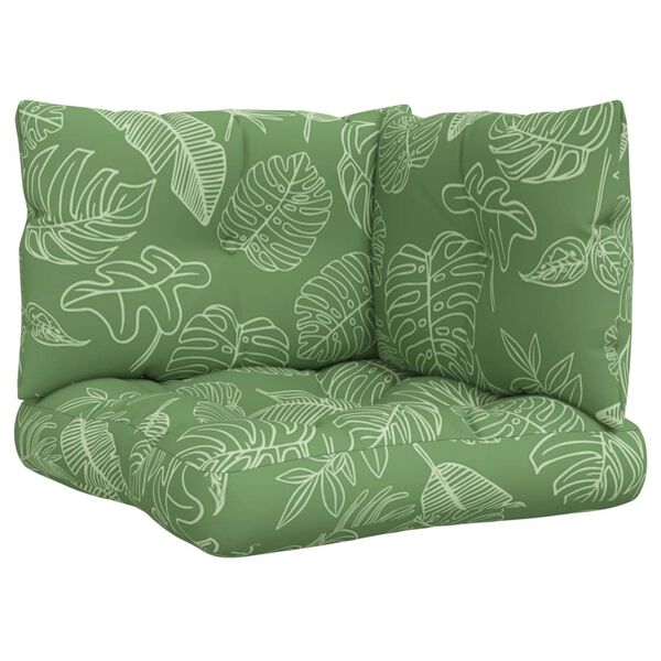 vidaXL pale&scaron;u dīvānu matrači, 3 gab., audums ar lapu apdruku