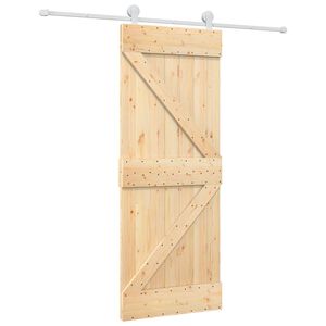 vidaXL Slīdo&scaron;ās durvis Dabisks un balts 80 x 210 cm Priedes masīvkoks