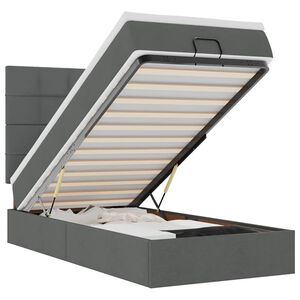 vidaXL Osmaņu gultas rāmis ar matrača tum&scaron;i pelēks 90x190 cm audums