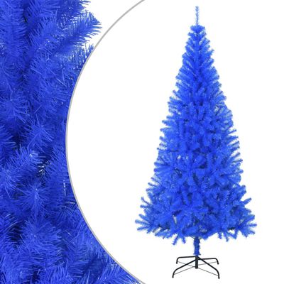vidaXL mākslīgā Ziemassvētku egle ar statīvu, zila, 210 cm, PVC