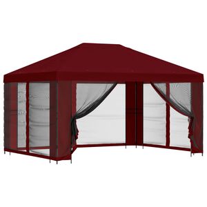 vidaXL Dārza paviljons ar sānu sienām 4 &times; 3 m Burgundija