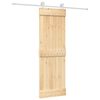 vidaXL Slīdo&scaron;ās durvis Dabisks un balts 70 x 210 cm Cieta priedes koks