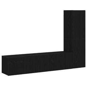 vidaXL TV skapī&scaron;u komplekts 4 pcs Melns ozolkoks 130,5 x 30 x 140 cm