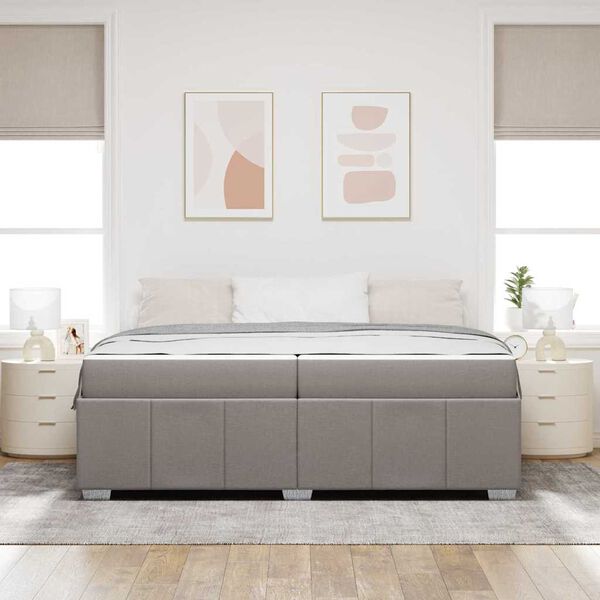 vidaXL Gultas rāmis ar matraci Pelēkbrūna 200 x 200 cm audums