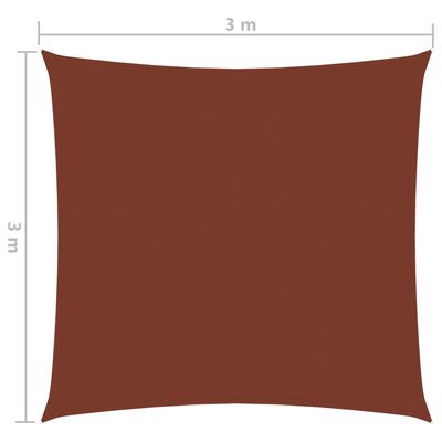 vidaXL saulessargs, 3x3 m, kvadrāta, sarkanbrūns oksforda audums