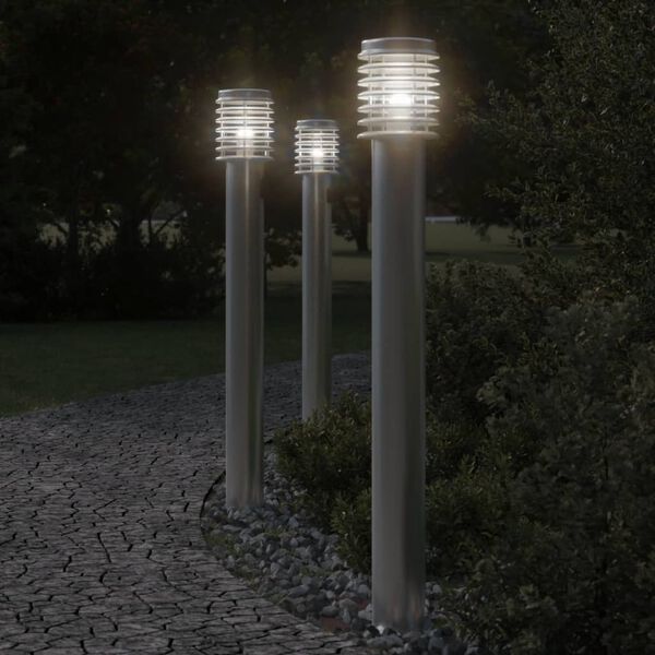 vidaXL āra zemes lampa, sudrabaina, 110 cm, nerūsējošs tērauds