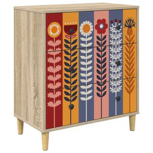 vidaXL Drīzā rokas ESSEN Saulespuķu raksts 66 x 36,5 x 75 cm Sonoma