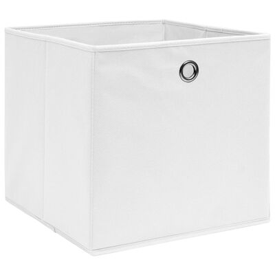 vidaXL uzglabāšanas kastes, 4 gab., 28x28x28 cm, balts neausts audums