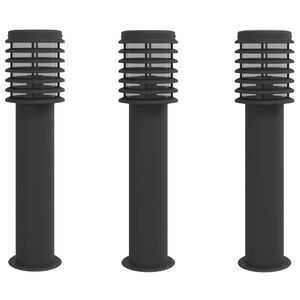 vidaXL āra zemes lampas, 3 gb., melnas, 60 cm, nerūsējo&scaron;s tērauds