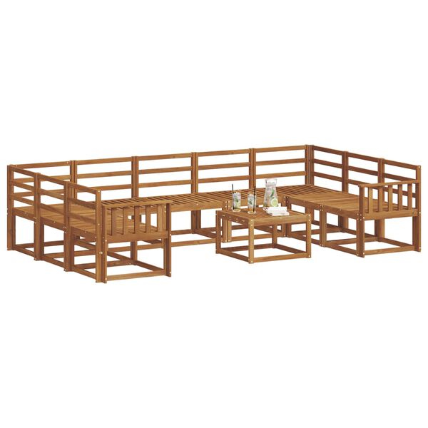 vidaXL Āra dīvānu komplekts 10 pcs Dabiska Cietā akācijas koks