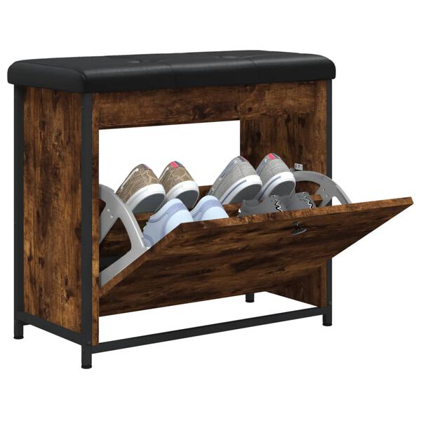 vidaXL apavu sols ar atvāžamu atvilktni, koka krāsa, 62x32x56 cm