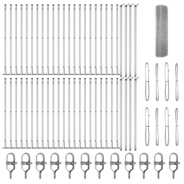 vidaXL Žoga āķis Sudraba 100 x 0,6 m (25 x 25 mm acs) Tērauds