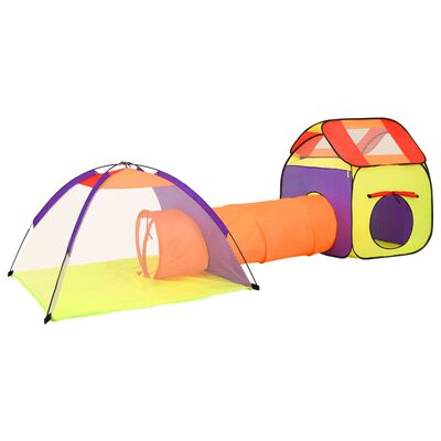 vidaXL rotaļu telts ar 250 bumbiņām, krāsaina, 338x123x111 cm