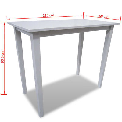 vidaXL bāra galds, koks, balts