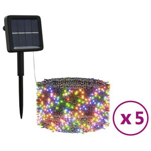 vidaXL solārā lampiņu virtene, 5 gab., 5x200 LED, daudzkrāsaina