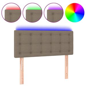vidaXL gultas galvgalis ar LED, 80x5x78/88 cm, pelēkbrūns audums