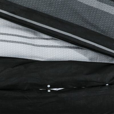 vidaXL gultasveļas komplekts, melns un balts, 135x200 cm, kokvilna