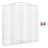 vidaXL arkveida gabiona grozi, 4 gb., 200x30x200/220cm, cinkota dzelzs