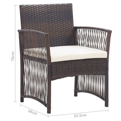 vidaXL dārza atpūtas krēsli ar matračiem, 2 gab., brūna PE rotangpalma