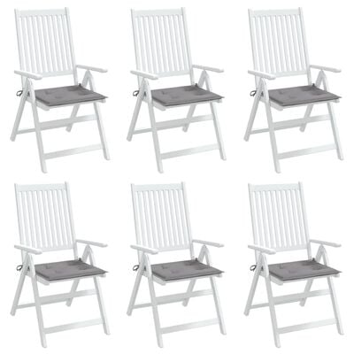 vidaXL dārza krēslu spilveni, 6 gab., pelēki, 40x40x3 cm, audums