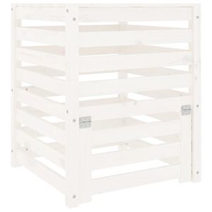 vidaXL komposta kaste, balta, 63,5x63,5x77,5 cm, priedes masīvkoks