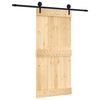 vidaXL Slīdo&scaron;ās durvis Dabiska un melna 95 x 210 cm Cieta priedes koks