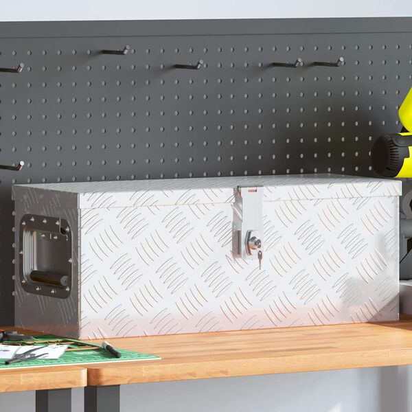 vidaXL uzglabā&scaron;anas kaste, sudrabaina, 60x23,5x23 cm, alumīnijs