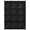 vidaXL plaukts, 12 kubveida nodalījumi, melns, plastmasa