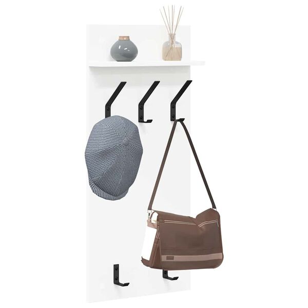 vidaXL Sienas pakaramais Balts 40 x 10 x 90 cm Inženierijas koks