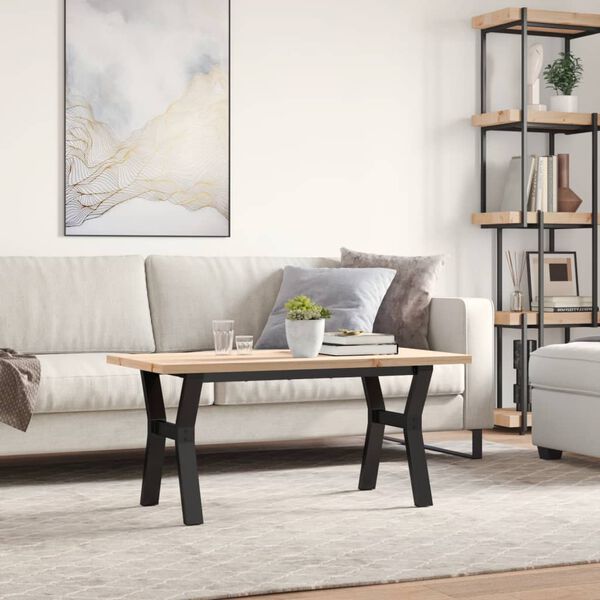 vidaXL kafijas galdiņ&scaron;, Y-rāmis, 100x50x45,5 cm, priedes koks, tērauds
