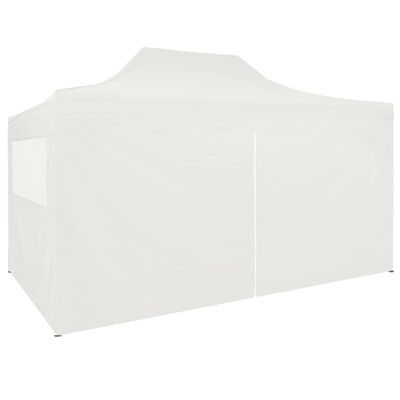 vidaXL saliekama svinību telts ar 4 sānu sienām, 3x4,5 m, balta