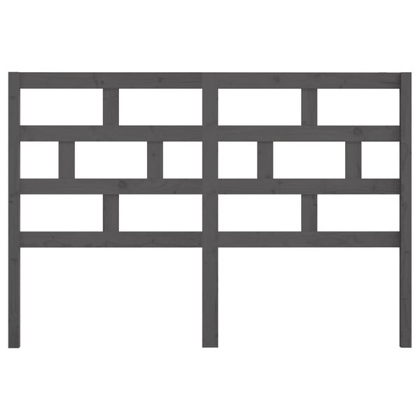 vidaXL gultas galvgalis, pelēks, 141x4x100 cm, priedes masīvkoks