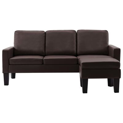 vidaXL trīsvietīgs dīvāns ar kājsoliņu, brūna mākslīgā āda