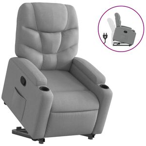vidaXL elektrisks atpūtas krēsls, paceļams/atgāžams, tum&scaron;i zaļ&scaron; audums
