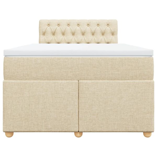 vidaXL atsperu gultas rāmis ar matraci, krēmkrāsas, 120x200 cm, audums